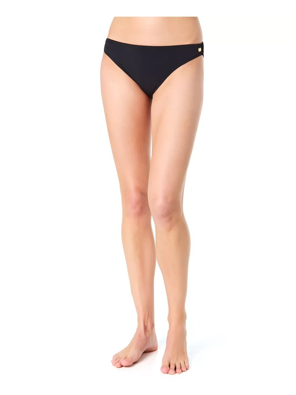 CeCe Women's La Vie A La Mer Textured Bikini Bottoms Black Size L 2694